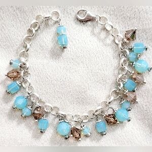Opal & Smoky Quartz 925 Sterling Bracelet